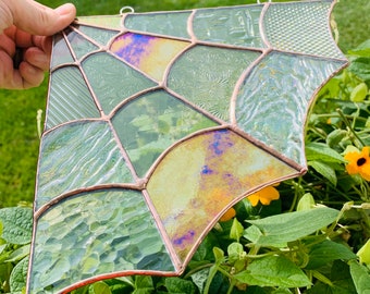 Stained Glass Spiderweb Corner Piece