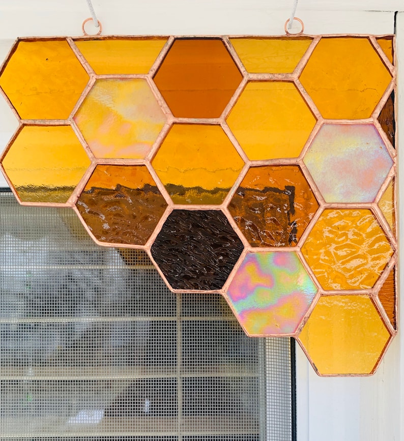 Stained Glass Corner Piece amber/yellow Etsy Norway