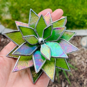 Green Iridescent Stained Glass Succulent