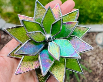 Green Iridescent Stained Glass Succulent