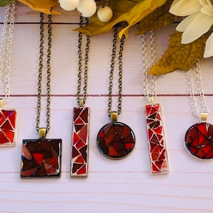 Red Stained Glass Mosaic Necklace