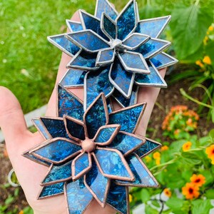 Blau/Blaugrüne Van Gogh Glas Sukkulente