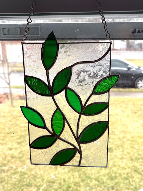 ステンドグラス　Glass　Leaves ステンドグラスの植物の葉 - Etsy 日本