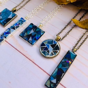 Blue Stained Glass Mosaic Necklace