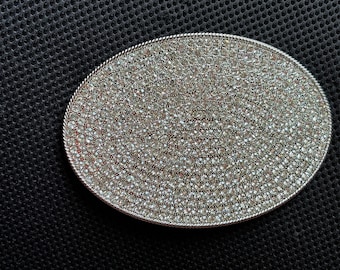 Hebilla de cinturón con 602 diamantes de imitación: metal plateado cromado, estilo hip hop y hard rock.