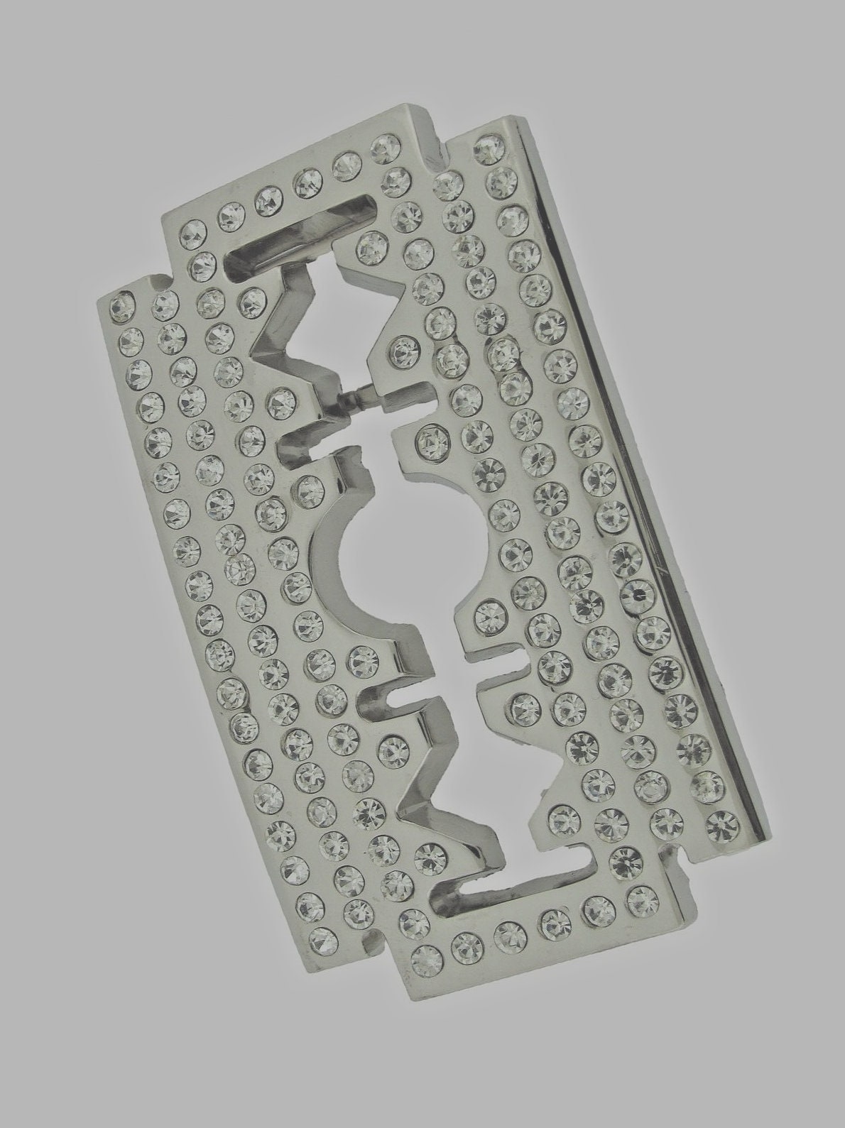VONZIPPER Razor Blade Shape Silver Tone Metal Belt Buckle Vintage Unique Rare - België