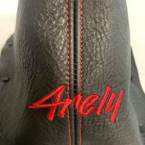 Premium Genuine Italian leather Miata custom shift boot -NA & NB Miatas. Gear Gaiter, personalized with embroidery! 1989-2004 Miatas