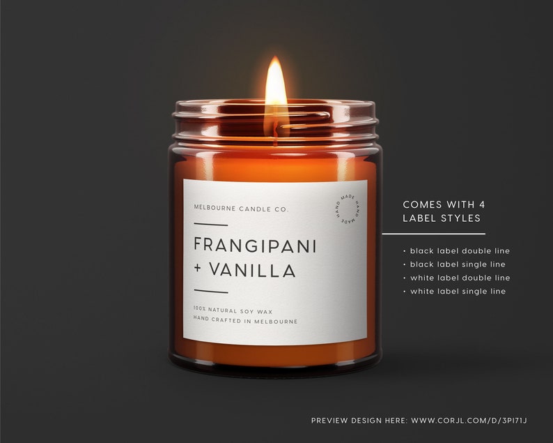Monochrome Minimal Candle Label Template Custom Product Etsy