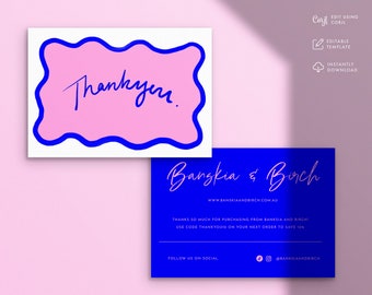 Wavy Modern Trendy Thankyou for your order cards, Business Stationery, Business card, thank you card, business branding, note card