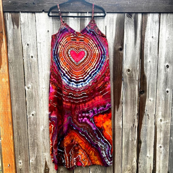 Eternal Love Flame Ice Dyed Maxi Dress Size Large Soft Flowy Boho - Etsy