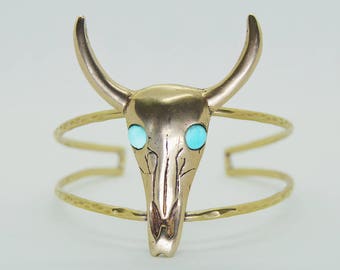 Skull Cuff w/ Turquoise Eyes