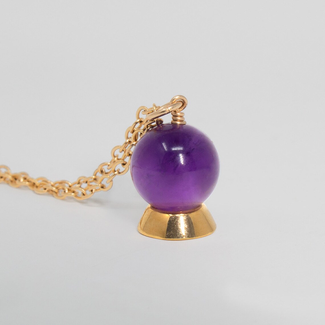 Amethyst Crystal Necklace Crystal Ball Necklace Amethyst Etsy