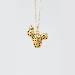 Gold Prickly Pear Cactus Necklace, Cactus charm, cactus jewelry, cactus necklace, layering necklace, cactus art