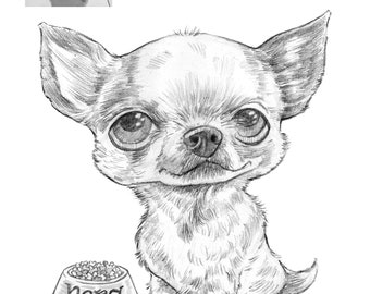 Pencil Pet Caricature Portrait from Photo