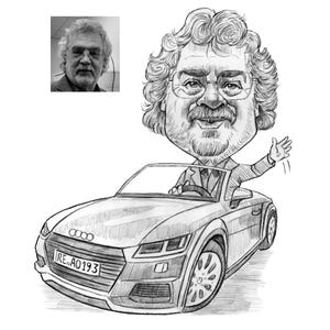 Retrato de caricatura a lápiz: dibujo de caricatura personalizado a partir de una foto, regalo divertido, cumpleaños, jubilación