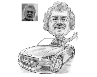 Retrato de caricatura a lápiz personalizado, dibujo de caricatura personalizado, regalo divertido, cumpleaños, jubilación, arte de trabajo