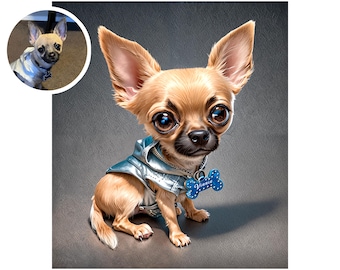 Caricatura Digital de Mascotas Personalizada | Retrato Full Color Divertido de Perro o Gato | Regalo Digital Único