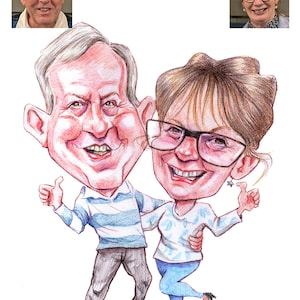 KARIKATUR PERSONALISIERTER PAARE, Hochzeitskarikatur, Hochzeitskarikatur, Zeichnen mit Buntstiften, lustiges Geschenk