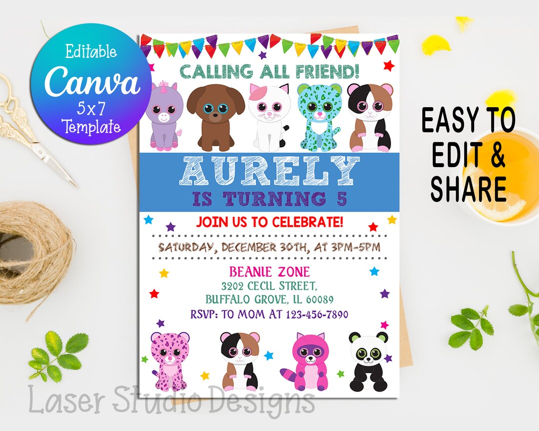 beanie-boo-birthday-invitation-beanie-boo-invitation-beanie-etsy