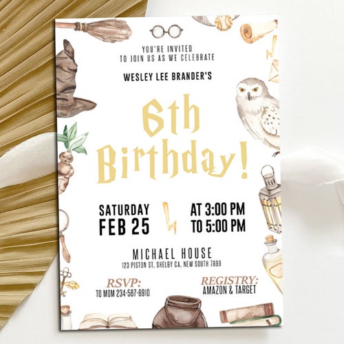 Wizard Birthday Party Printable Invitation Instant Download - Etsy