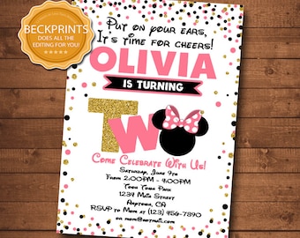 Minnie Mouse Invitations, Minnie Mouse Birthday Invitation, Mickey Mouse Invitation, Printable Birthday Invites, Digital Invitation