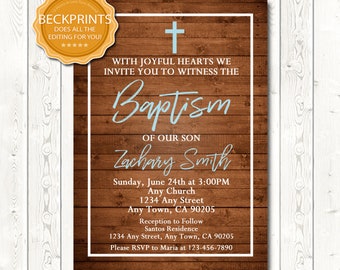 Baptism Invitation Boy, Baptism Invitation, Digital Baptism Invitation, Printable Baptism Invite, Digital Download JPEG/PDF File, You Print
