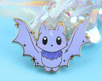 Lunar Bat / Enamel Pin Badge / Kawaii / Pastel Goth / Creepy Cute