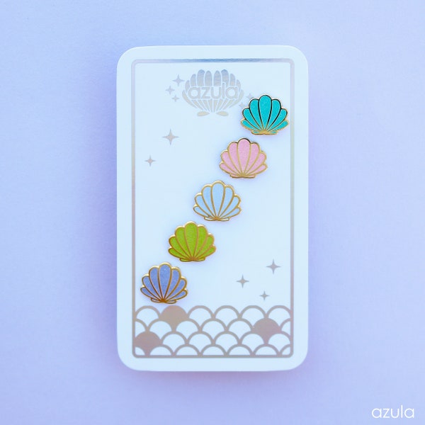 Mermaid Sea Shell | Enamel Pins Set | Board Fillers (SET OF 5) | Glitter