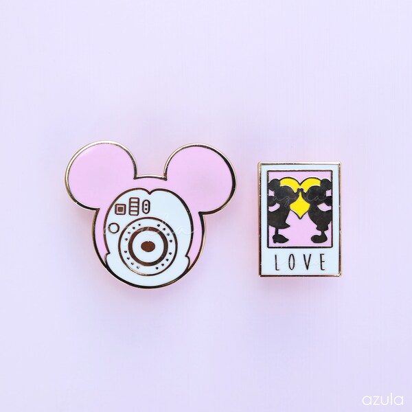 Disney Polaroid Camera | Enamel Pin SET | Tsum Tsum Polaroid | Minnie Mickey | Love | Disney Couple Gift Idea