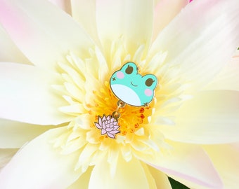 FROG LILY FLOWER | Animal | Villager | Gaming | Enamel Pin | Charm