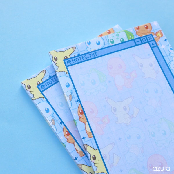 Poke Starters | 4 X 6 Notepad | 50 Pages | Nonsticky | Memo Pad | Gamer | Anime | Stationary