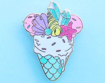 Little Mermaid Hard Enamel Pin - Ice Cream Cone
