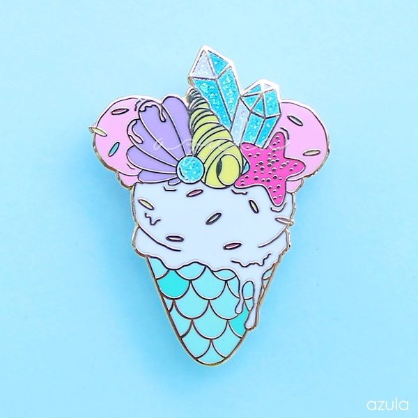 Little Mermaid Hard Enamel Pin - Ice Cream Cone