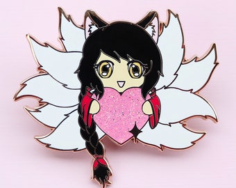 Kitsune Fox Girl | Enamel Pin | Kawaii | Gaming | 9 Tails | Gift