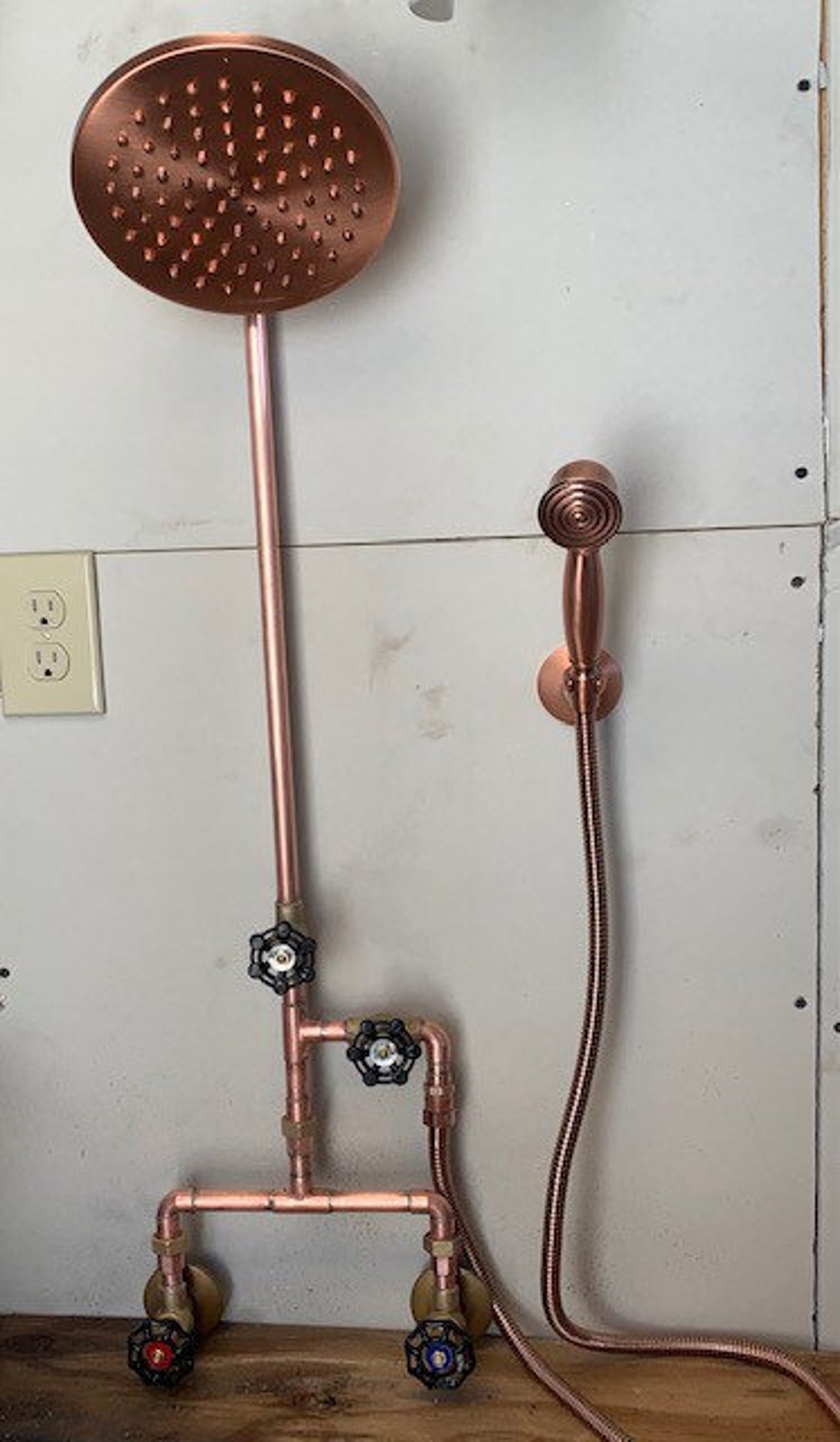 Copper exposed shower valve with handheld shower Etsy