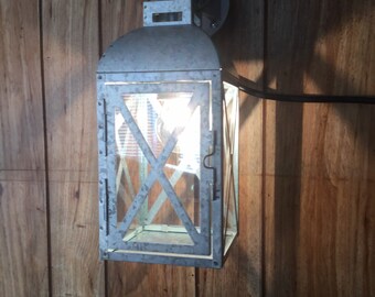 Industrial galvanized lantern style light