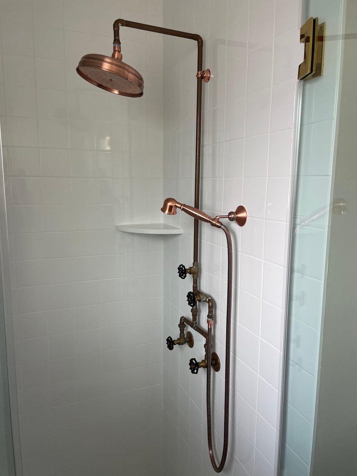Copper Exposed Shower Valve With Handheld Shower Etsy