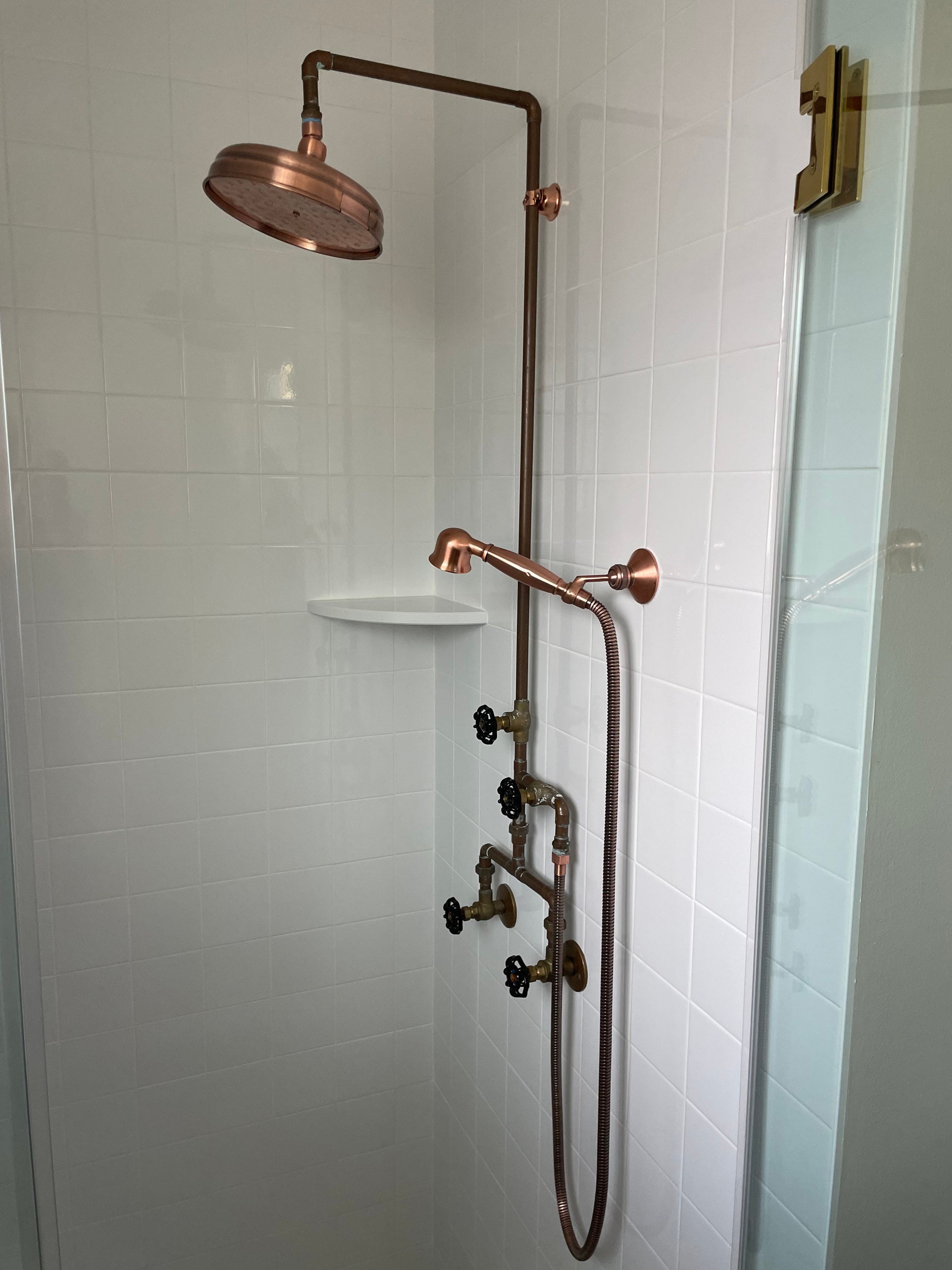 Copper Exposed Shower Valve With Handheld Shower Etsy