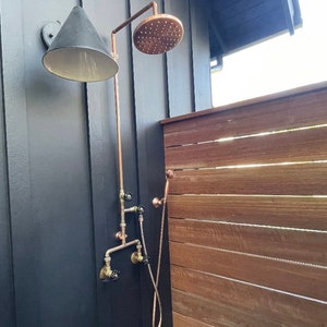 Copper exposed shower valve with handheld shower