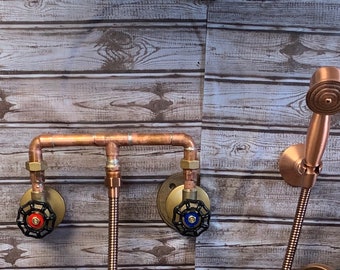 Exposed Copper Handheld Shower Valve with brass valves