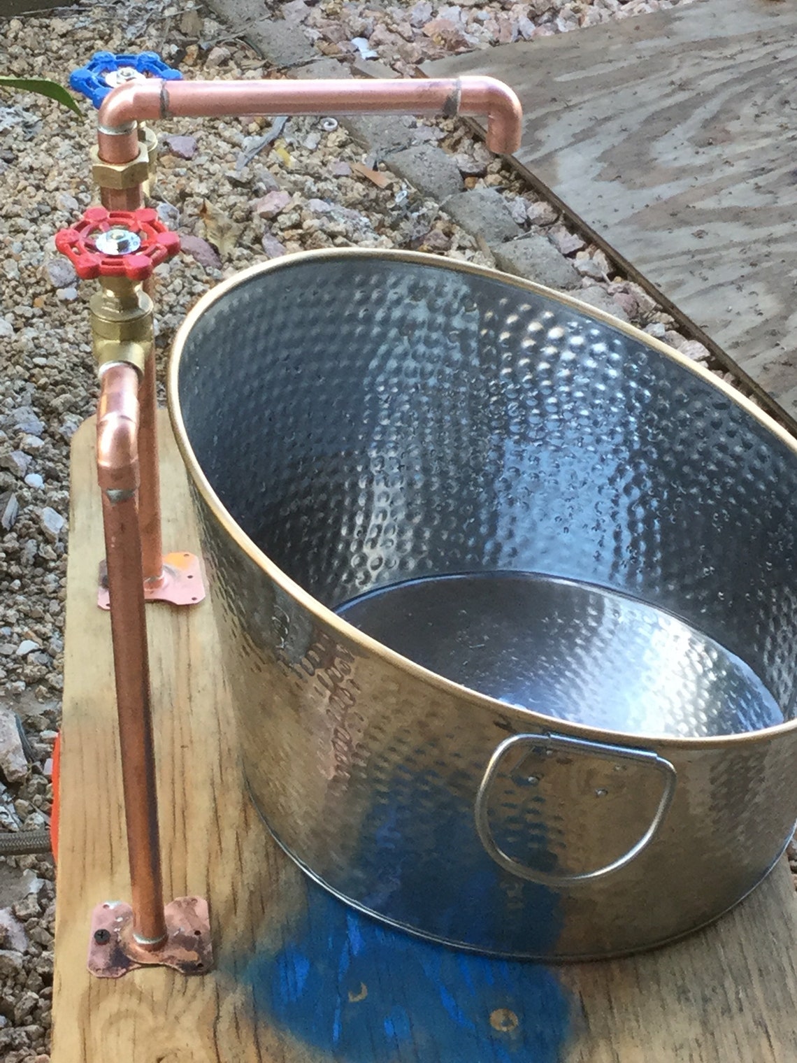 Handmade Industrial copper faucet with round sink Etsy