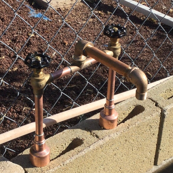 Deck mount 8" widespread copper faucet with brass valves