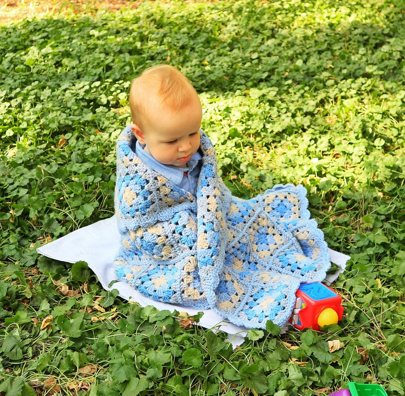 winter receiving wrap crochet toddler blanket Wool baby throw warm crib or pram afghan