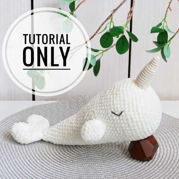 Soft narwhal crochet tutorial, fish toy pattern, plush toy baby gift, PDF instant download