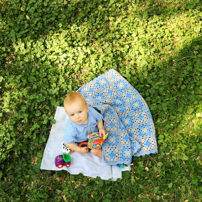 winter receiving wrap crochet toddler blanket Wool baby throw warm crib or pram afghan