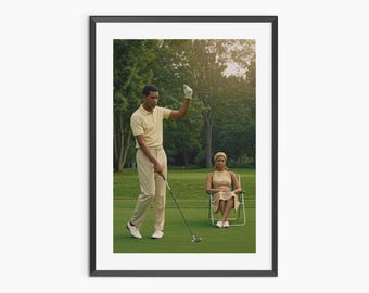 Póster de arte mural de lujo con diseño de campo de golf en negro / Imprimible con colores correctos / Decoración de galería de campos de golf / Descarga digital de lujo silencioso