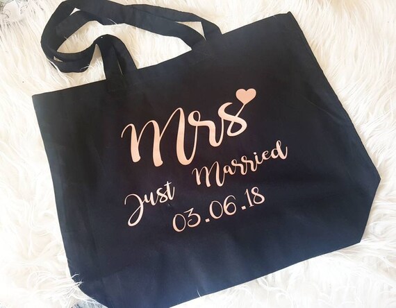 just married beach bag