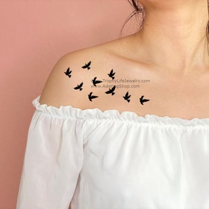 Birds Tiny Tattoo | Set of 9 Small Tiny Tattoos | Small Flying Birds Temporary Tattoo | Tiny Tattoo | Minimalist Temporary Tattoo