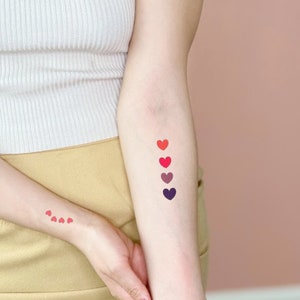 Tiny Heart Tattoos | Set of 32 Tiny Hearts Temporary Tattoos | Valentines Tattoos | Valentines Day | Minimalist Temporary Tattoos