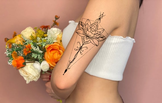 Lotus Temporary Tattoo / Large Bohemian Tattoo / Boho Tattoo / - Etsy